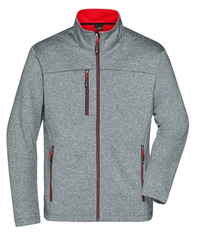Giacca Softshell Uomo, pile interno, tasche zip Dark-melange/red