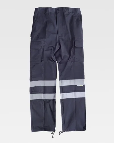 Pantalone da lavoro blu rinforzato con strisce riflettenti Fenix