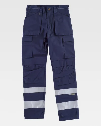 Pantalone Alta Visibilità , Multitasche, Bande Riflettenti NAVY