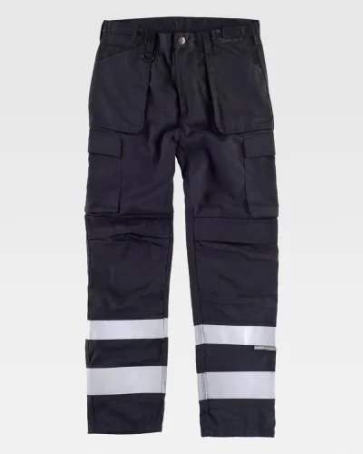 Pantalone Alta Visibilità , Multitasche, Bande Riflettenti BLACK