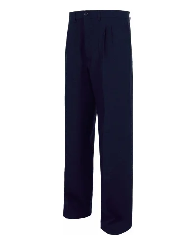 Pantaloni uomo  blu con pinces, fondo dritto in poliestere NAVY