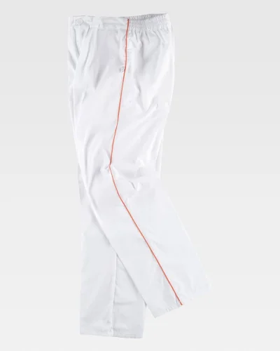 Pantalone da lavoro unisex con strisce in contrasto Bianco / Arancione