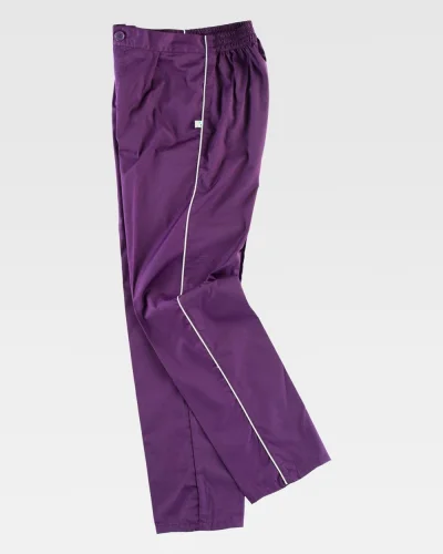 Pantalone da lavoro unisex con strisce in contrasto Purple/White