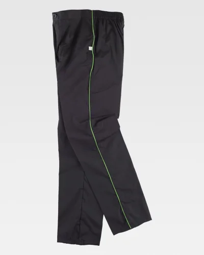 Pantalone da lavoro unisex con strisce in contrasto BLACK / PISTACHIO