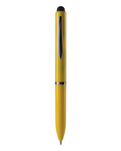 Penna a sfera touch screen plastica nera con clip metallo