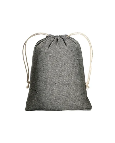 Sacchetto regalo cotone riciclato con chiusura pratica Nero