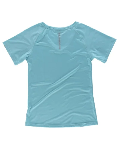T-shirt sportiva donna , elasticizzata, collo V, riflettente