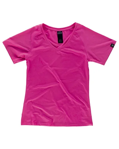 T-shirt sportiva donna , elasticizzata, collo V, riflettente