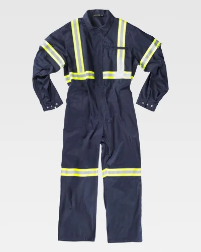 Tuta da lavoro alta visibilità , cerniera, poliestere-cotone NAVY / YELLOW