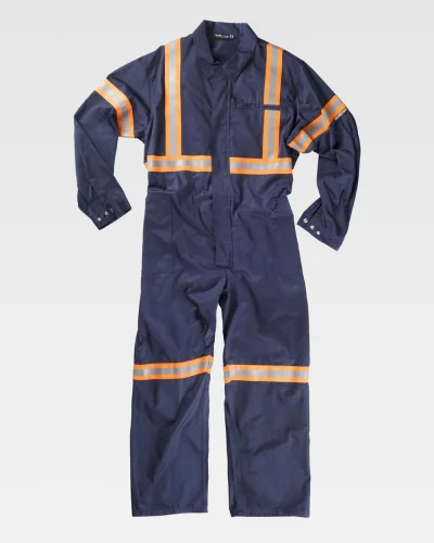 Tuta da lavoro alta visibilità , cerniera, poliestere-cotone NAVY / ORANGE