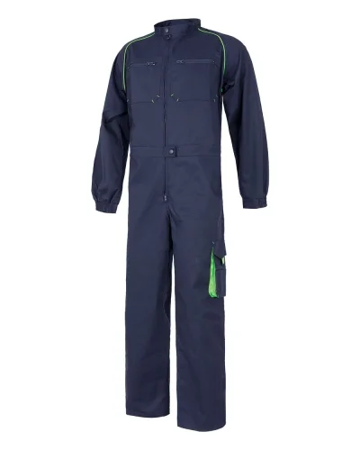 Tuta da lavoro alta visibilità CORETECH, collo coreana Navy/Verde