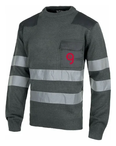 Maglione acrilico riflettente con girocollo rinforzato