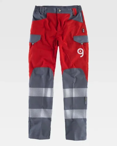 Pantalone da lavoro  grigio con bande riflettenti segmentate