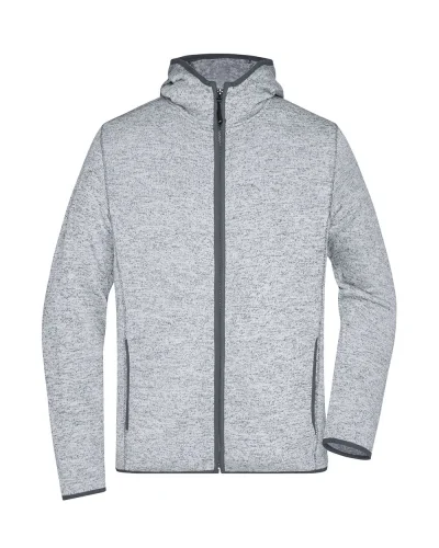Giacca Cappuccio Uomo Pile, Calda & Morbida Light-melange/carbon