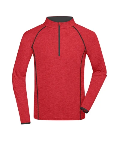 Sportsshirt Uomo  Manica Lunga Traspirante 130g/m² Red-melange
