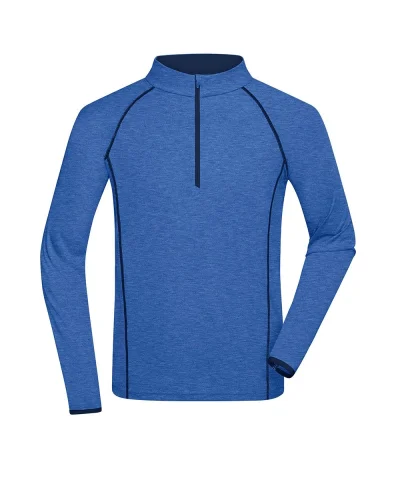 Sportsshirt Uomo  Manica Lunga Traspirante 130g/m² Blue-melange/navy