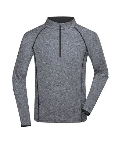 Sportsshirt Uomo  Manica Lunga Traspirante 130g/m² Black-melange/black