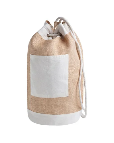 Sacca zaino Jami in juta e cotone con tasca frontale Ø23x45cm