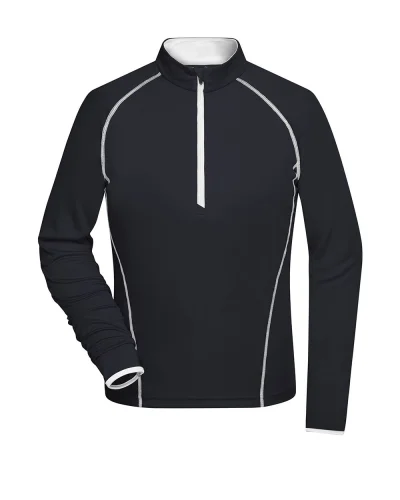 T-shirt donna fitness Domyos, manica lunga, traspirante Black/White