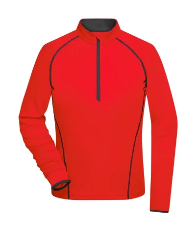 T-shirt donna fitness Domyos, manica lunga, traspirante Bright Orange / Black