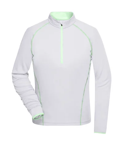 T-shirt donna fitness Domyos, manica lunga, traspirante White / Bright Green