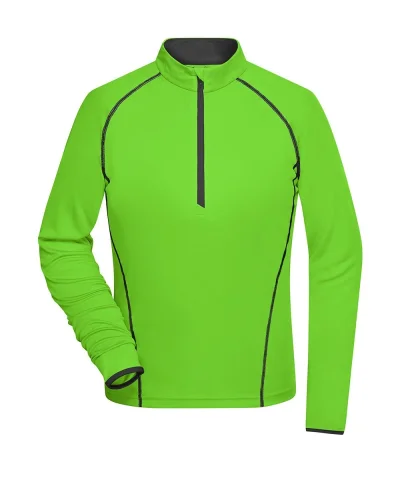T-shirt donna fitness Domyos, manica lunga, traspirante Bright Green / Black
