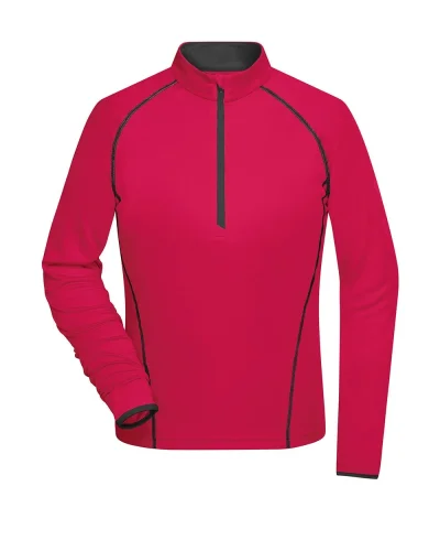 T-shirt donna fitness Domyos, manica lunga, traspirante Bright-pink/titan