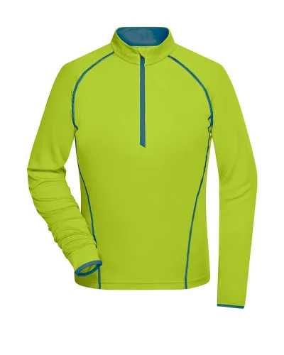 T-shirt donna fitness Domyos, manica lunga, traspirante Bright Yellow / Bright Blue