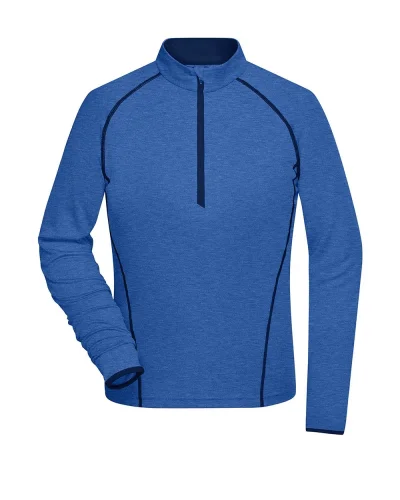 T-shirt donna fitness Domyos, manica lunga, traspirante Blue-melange/navy