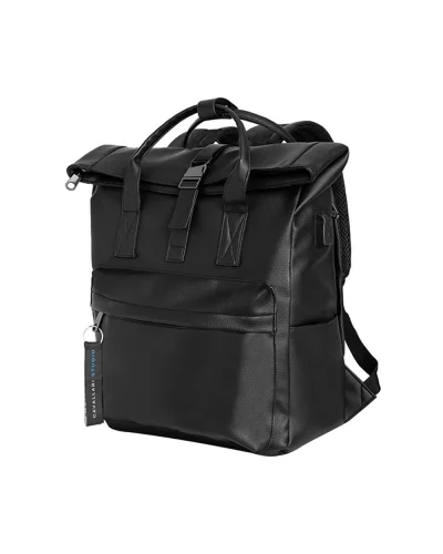 Zaino ecopelle Cavallari 15" USB e tasca laptop Nero
