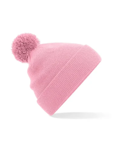 Berretto Junior Pom Pom in maglia doppio strato Dusky Pink
