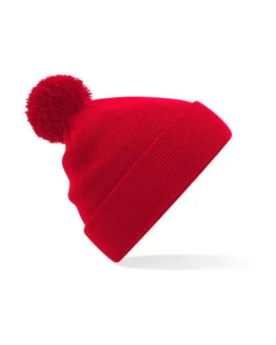 Berretto Junior Pom Pom in maglia doppio strato Classic Red