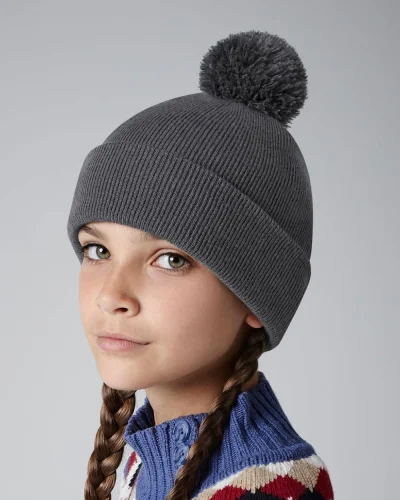 Berretto Junior Pom Pom in maglia doppio strato