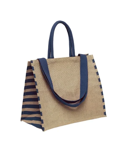 Shopper Frattina grande in juta rigata, manici doppi, 42x37cm