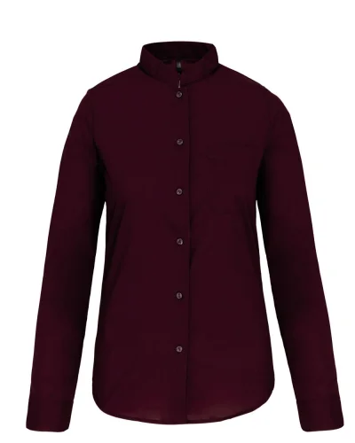 Camicia slim donna coreana Popeline Wine