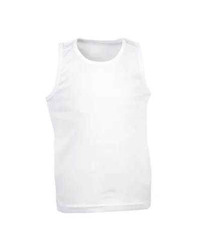 Rimini Boy Canottiera Sportiva Slim Ripstop 100% Poliestere White