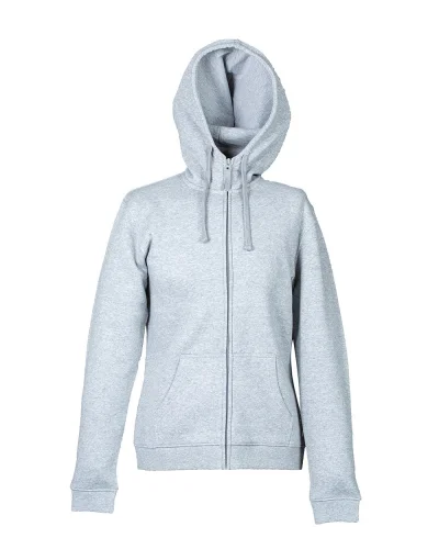 Felpa Nebraska Donna con Zip, Cappuccio, French Terry Melange