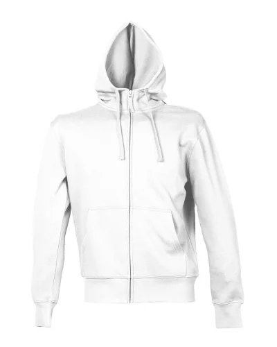 Nebraska Felpa Uomo Cappuccio Zip Cotone French Terry White