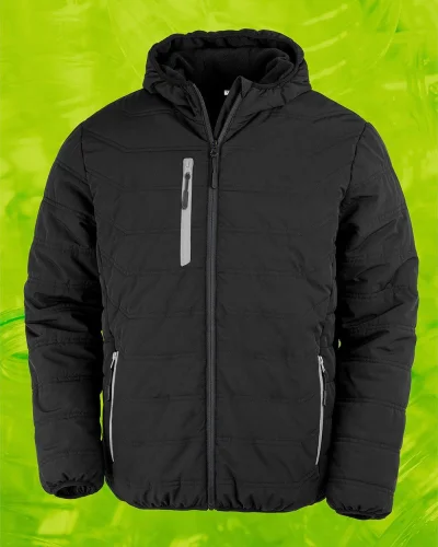 Giacca Invernale Riciclata Compass Nera Uomo, Imbottita 160g Nero / Grey