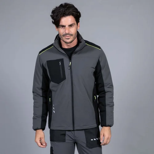 Giubbotto 4STRETCH Aprica Heavy uomo, cappuccio, piping fluo