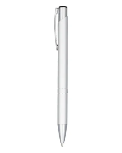 Penna a Sfera Moneta Alluminio Anodizzato Blu Clip Acciaio Argento