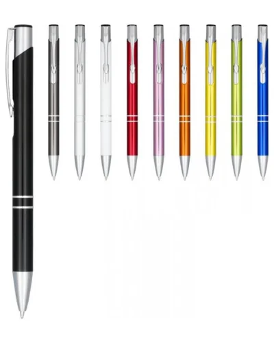 Penna a Sfera Moneta Alluminio Anodizzato Blu Clip Acciaio