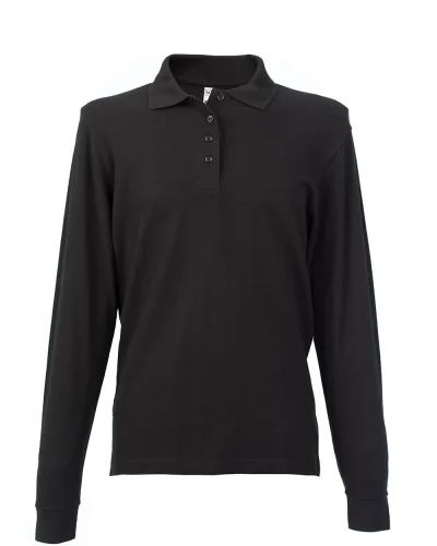 Polo donna cotone piqué Manica Lunga Lady Tunisi regular Black