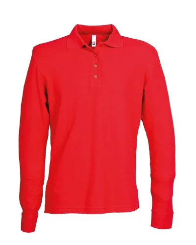 Polo donna cotone piqué Manica Lunga Lady Tunisi regular Red