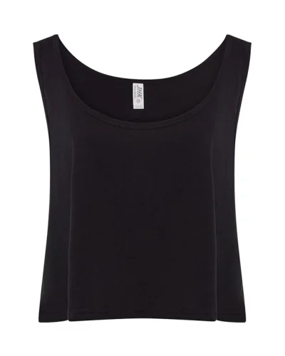 Canotta donna Slim Fit in cotone, scollo rotondo, Fluor Black