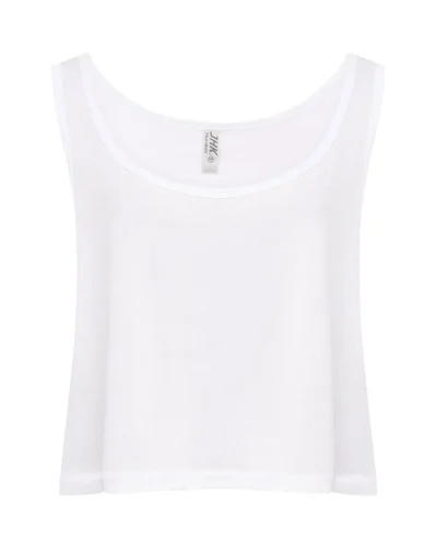 Canotta donna Slim Fit in cotone, scollo rotondo, Fluor White