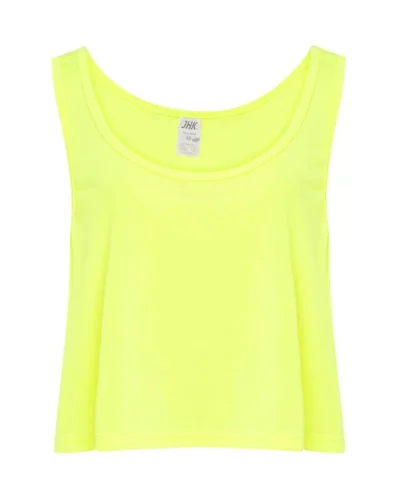 Canotta donna Slim Fit in cotone, scollo rotondo, Fluor Gold Fluor