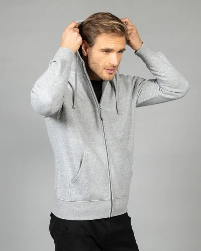 Nebraska Felpa Uomo Cappuccio Zip Cotone French Terry