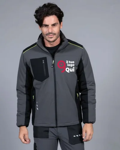 Giubbotto 4STRETCH Aprica Heavy uomo, cappuccio, piping fluo