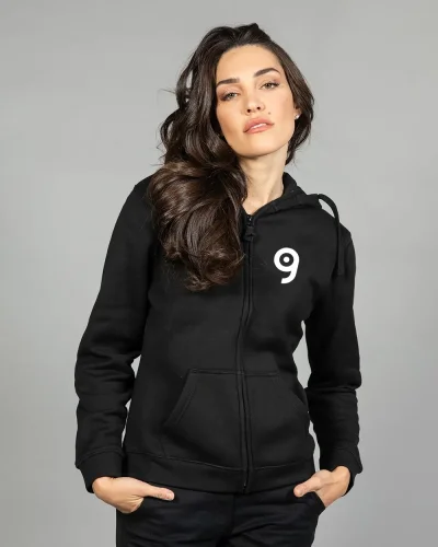 Felpa Nebraska Donna con Zip, Cappuccio, French Terry